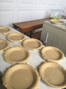 Pie crusts wait for filling as preparations continue for Elizabeth's wedding.