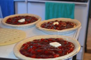 Women helping Lovina prepare for the wedding made many classic, lattice-topped cherry pies.