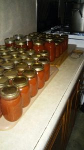 The Eichers canned pizza sauce using tomatoes from their garden.