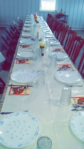 A total of 25 enjoyed a traditional Thanksgiving dinner together at this long table. 